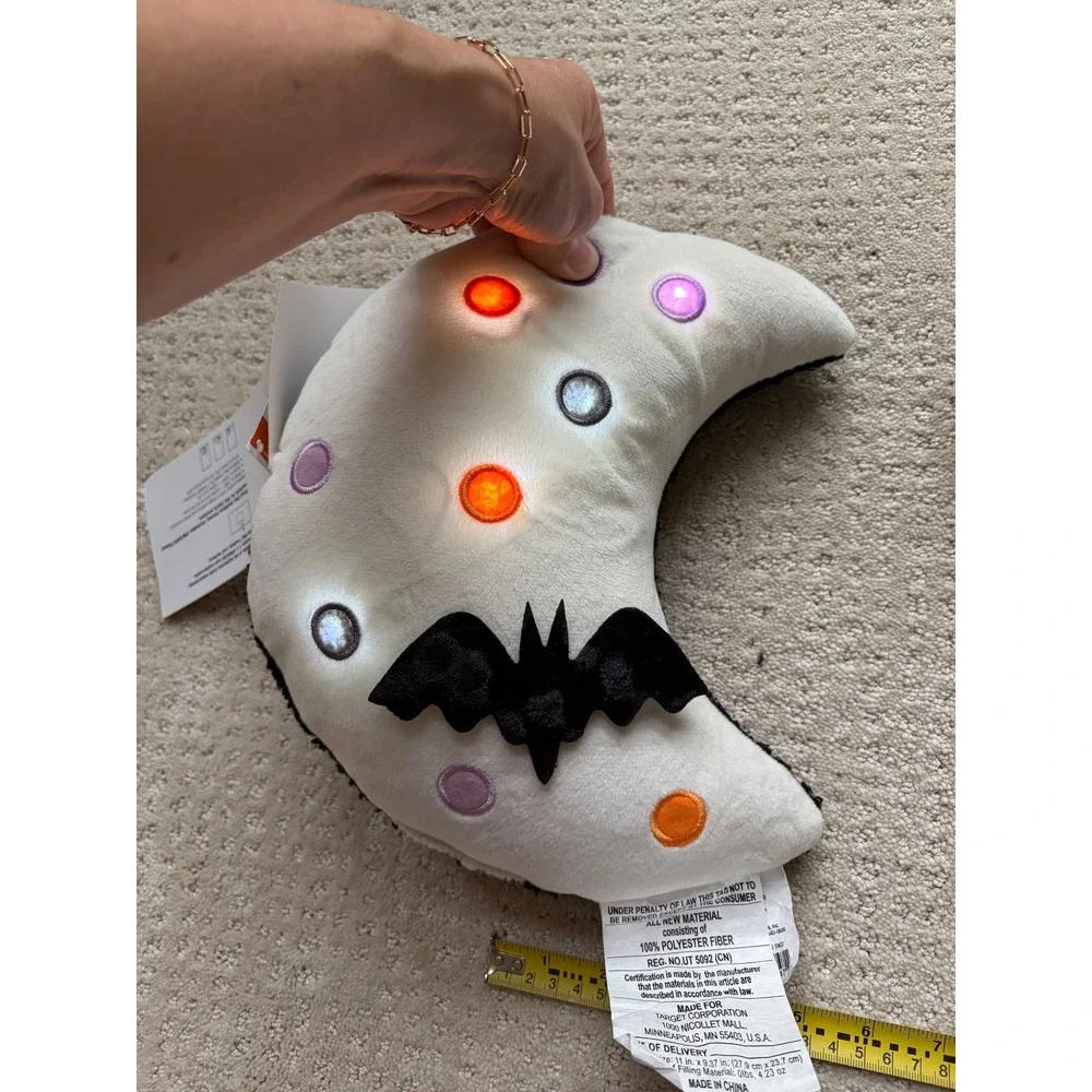 Hyde & EEK! Light Up Moon Pillow Set White Black Whimsigoth Moody Bat Halloween